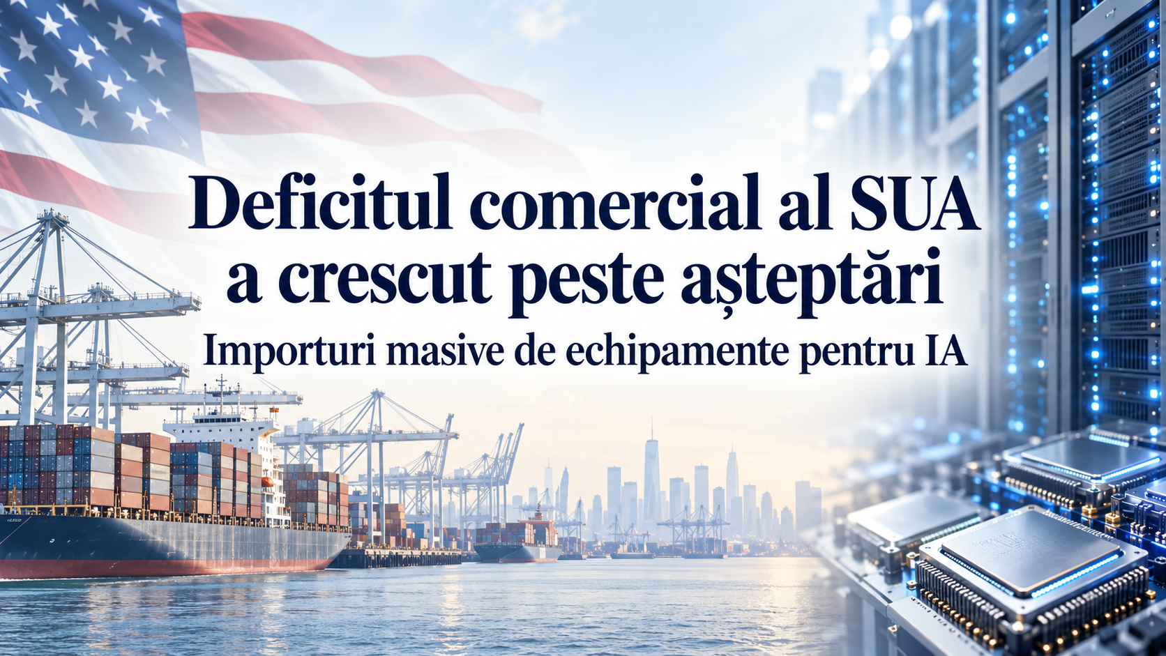 Deficitul comercial al SUA a crescut peste aşteptări din cauza importurilor masive de echipamente pentru IA