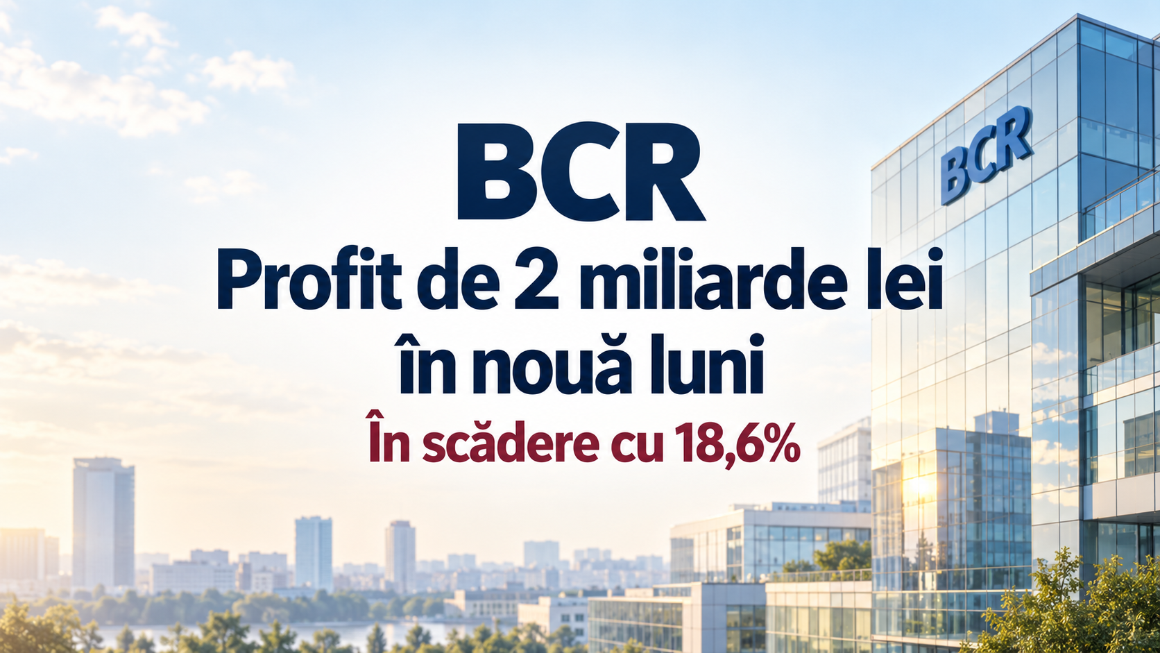 BCR raportează profit de 2 miliarde lei în nouă luni, în scădere cu 18,6%