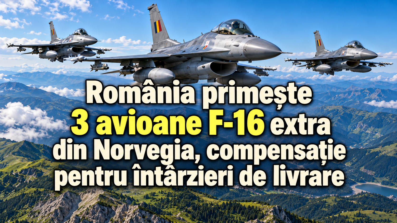 România primește 3 avioane F-16 extra din Norvegia, compensație pentru întârzieri de livrare