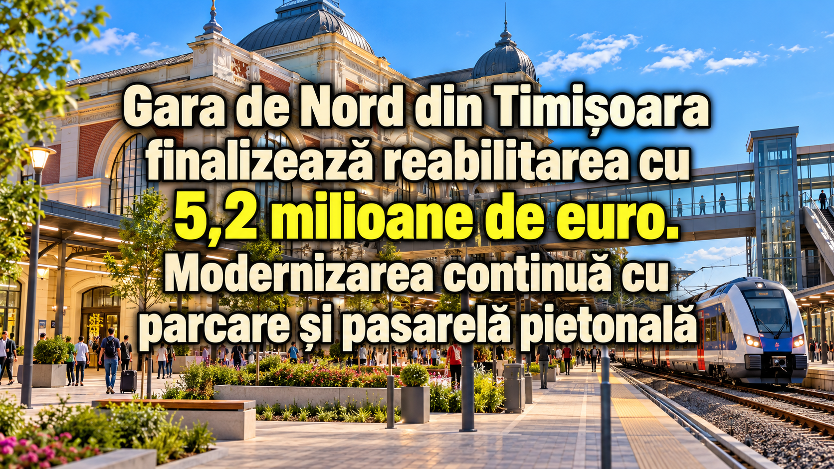 Gara de Nord din Timișoara finalizează reabilitarea cu 5,2 milioane de euro. Modernizarea continuă cu parcare și pasarelă pietonală