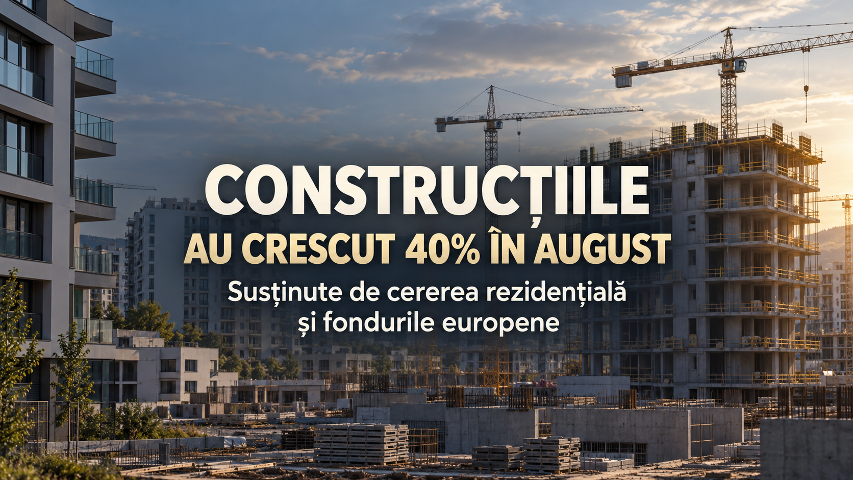 Construcțiile au crescut 40% în august, susținute de cererea rezidențială și fondurile europene