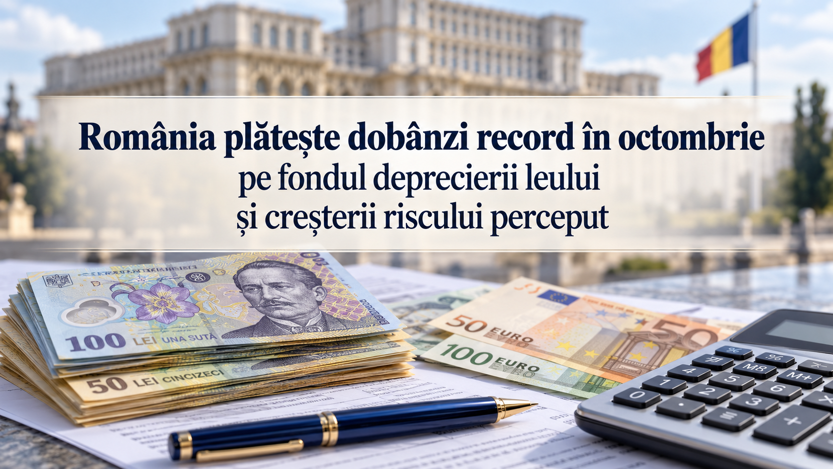 România plătește dobânzi record în octombrie pe fondul deprecierii leului și creșterii riscului perceput