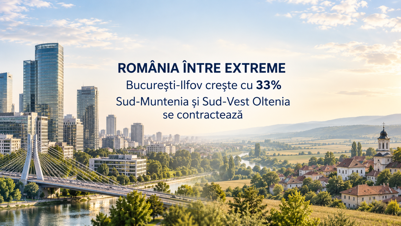România între extreme: București-Ilfov crește cu 33%, Sud-Muntenia și Sud-Vest Oltenia se contractează
