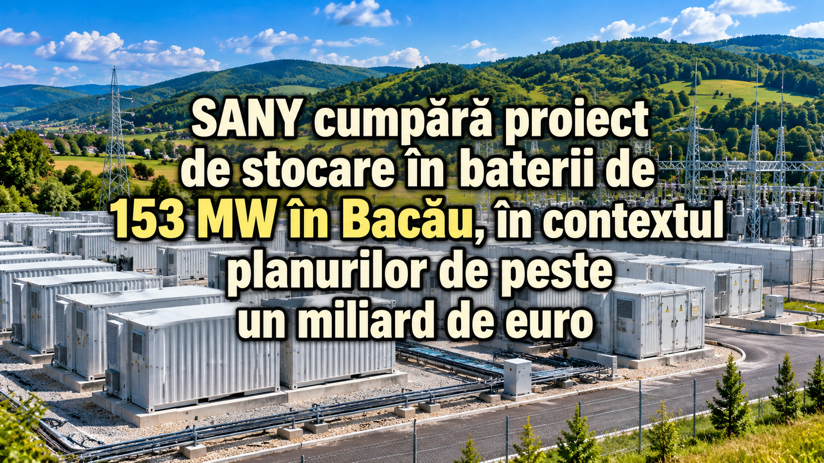 SANY cumpără proiect de stocare în baterii de 153 MW în Bacău, în contextul planurilor de peste un miliard de euro
