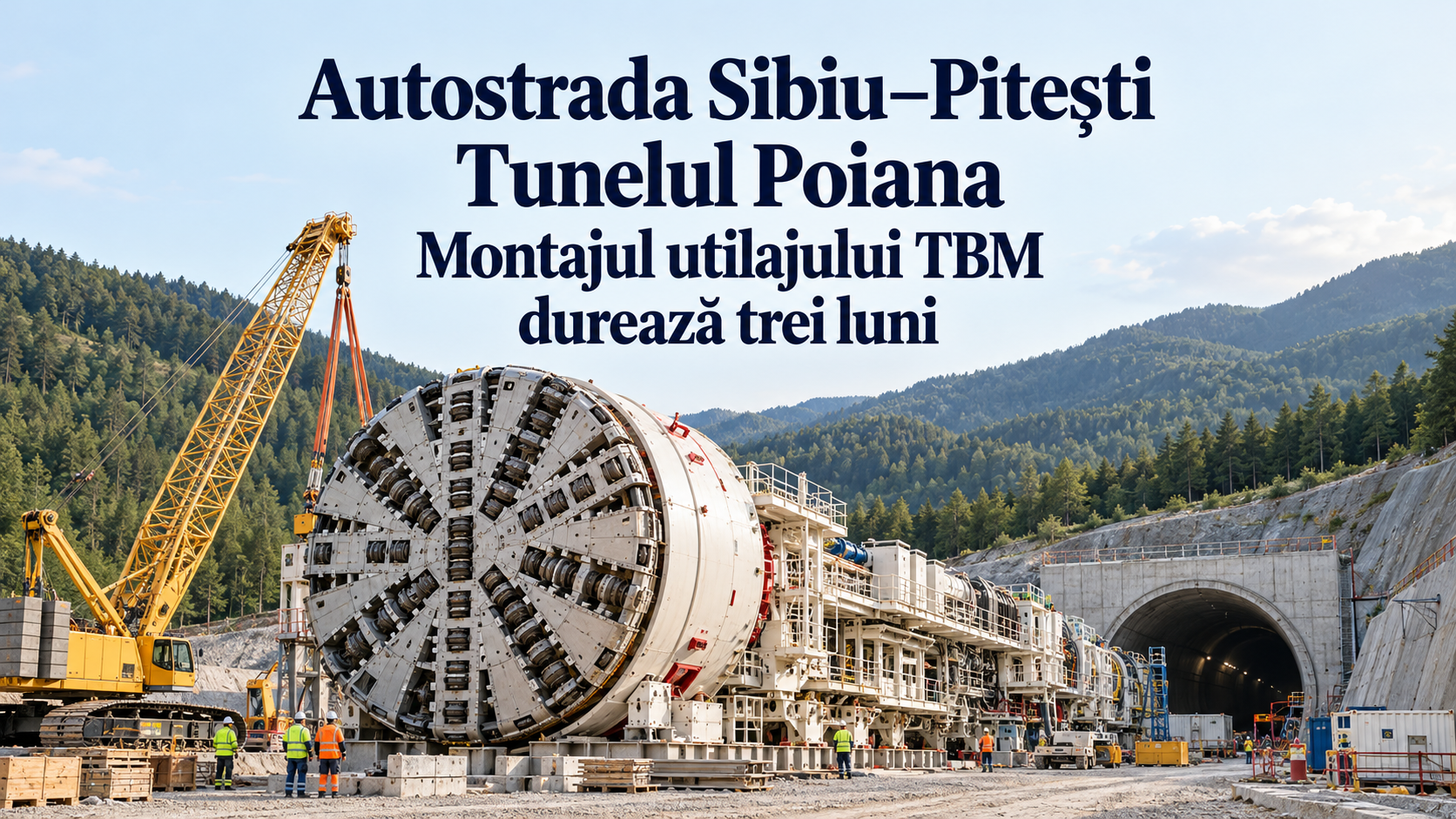 Autostrada Sibiu – Pitești: Montajul utilajului TBM pentru tunelul Poiana durează trei luni